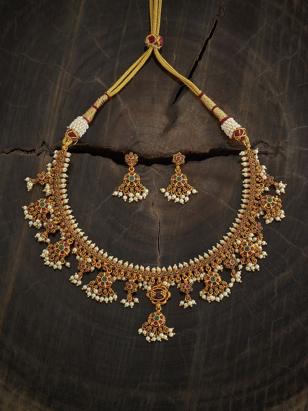 

Kushal's Fashion Jewellery Gold-Plated Stone-Studded & Beaded Jewellery Set