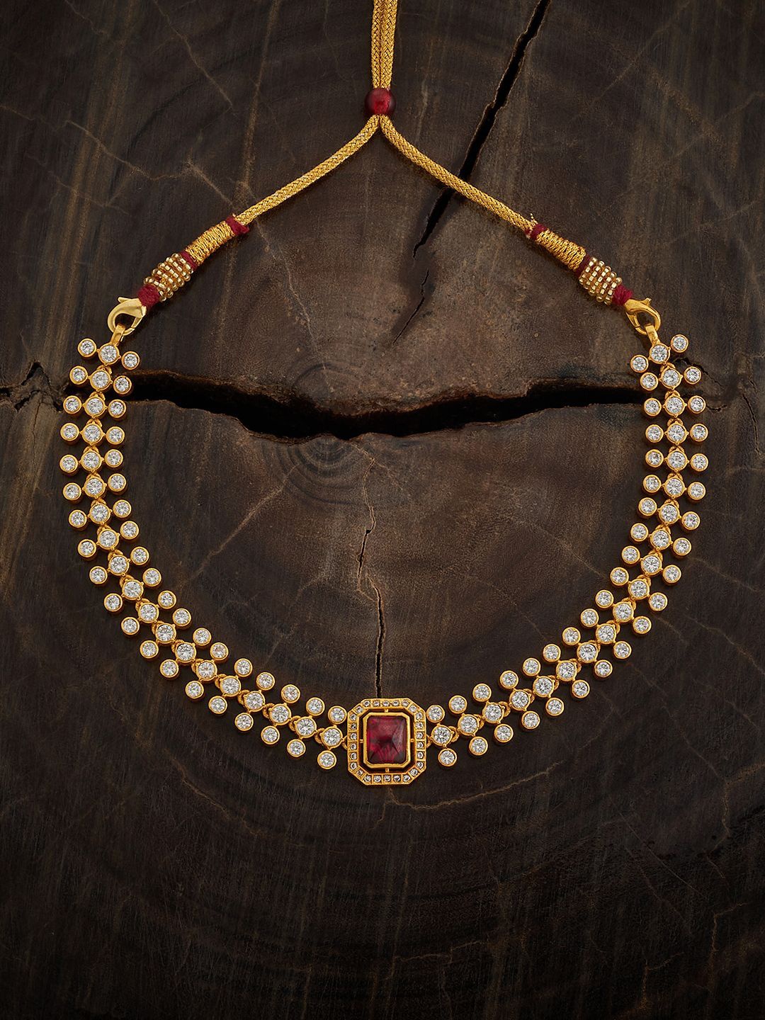 

Kushal's Fashion Jewellery Silver Gold-Plated Temple Necklace