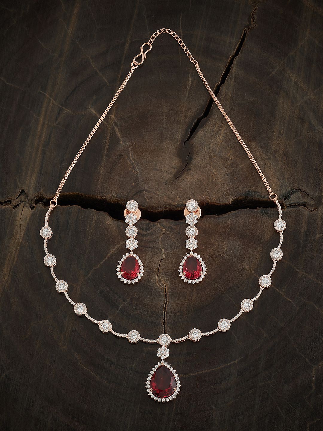 

Kushal's Fashion Jewellery Rose Gold-Plated CZ-Studded Jewellery Set