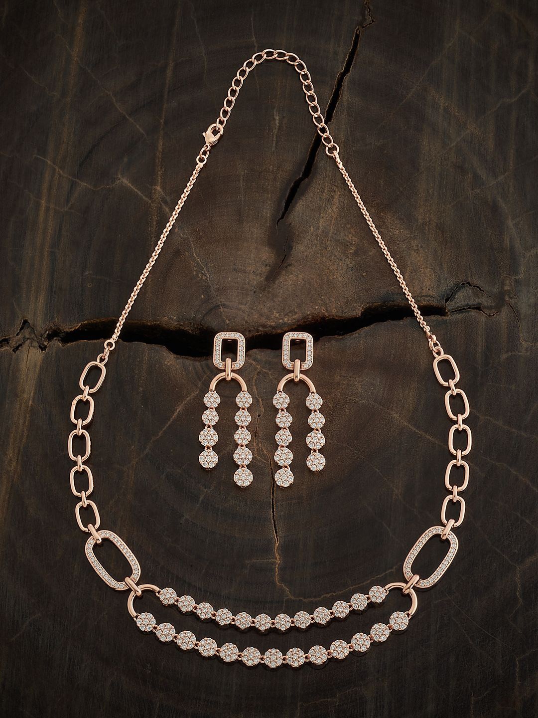 

Kushal's Fashion Rose Gold-Plated Jewellery Set, White