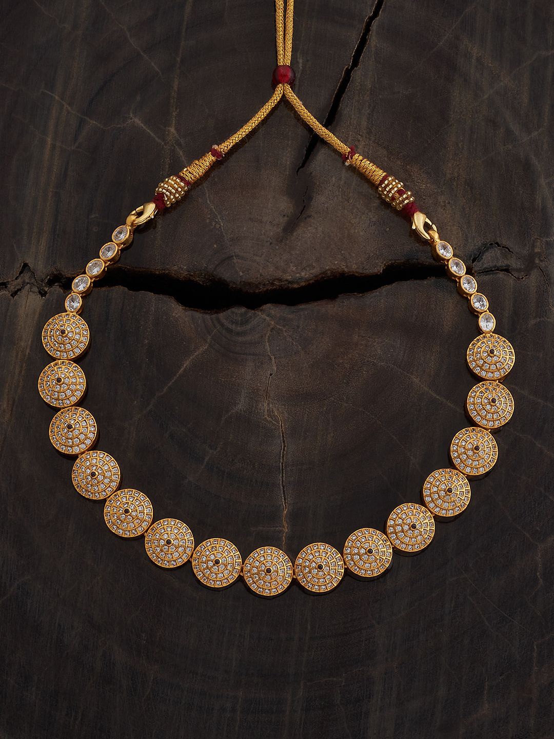 

Kushal's Fashion Jewellery Silver Gold-Plated Temple Necklace