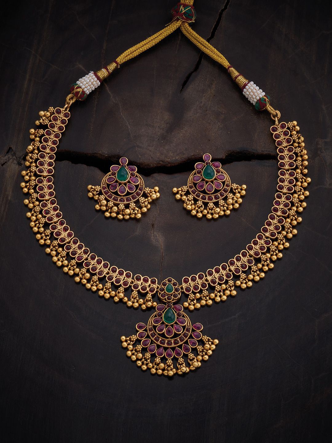 

Kushal's Fashion Jewellery Gold-Plated Stone Studded Jewellery Set