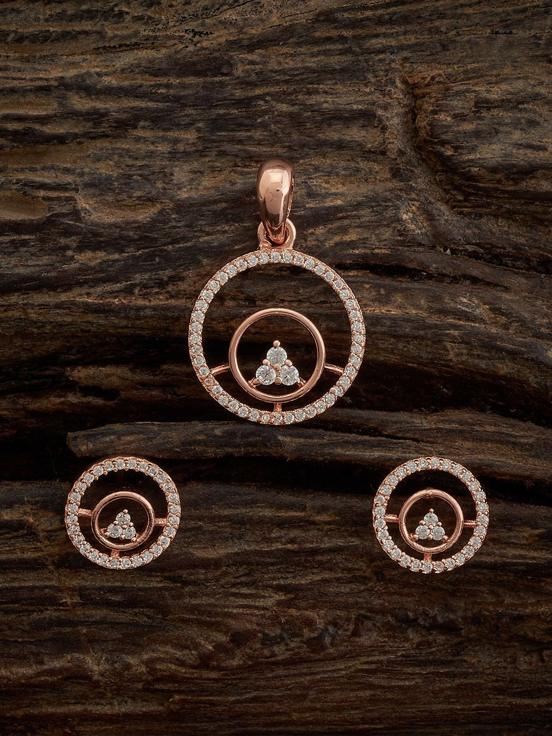 

Kushal's Fashion Jewellery Rose Gold-Plated CZ Studded Jewellery Set