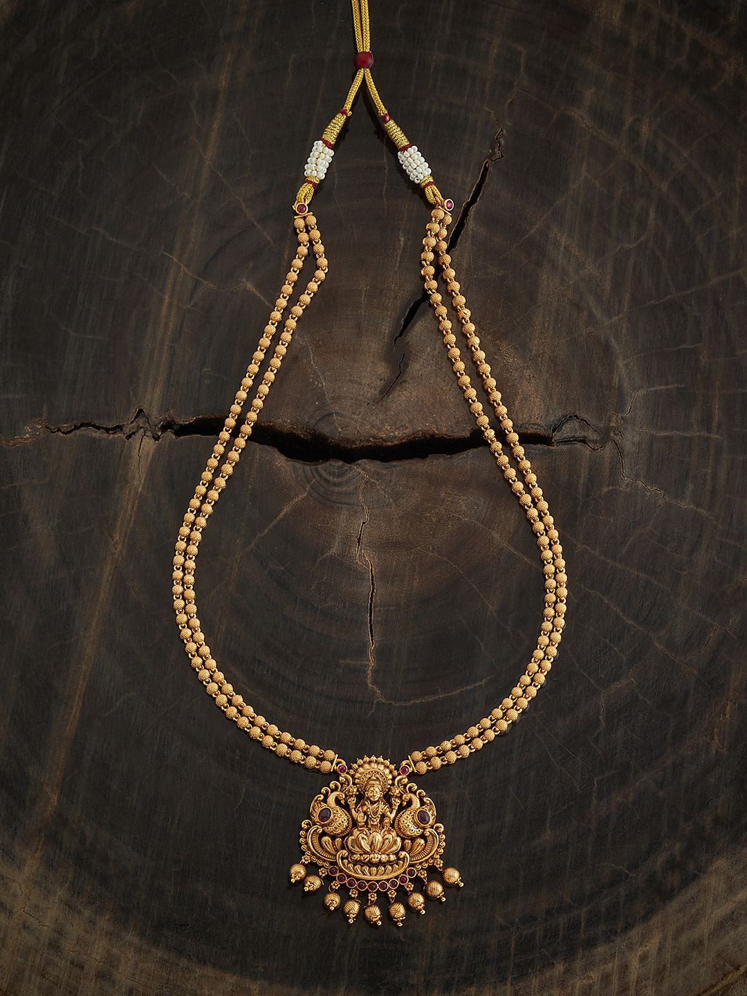 

Kushal's Fashion Jewellery Gold-Plated Artificial Stones Studded Antique Necklace