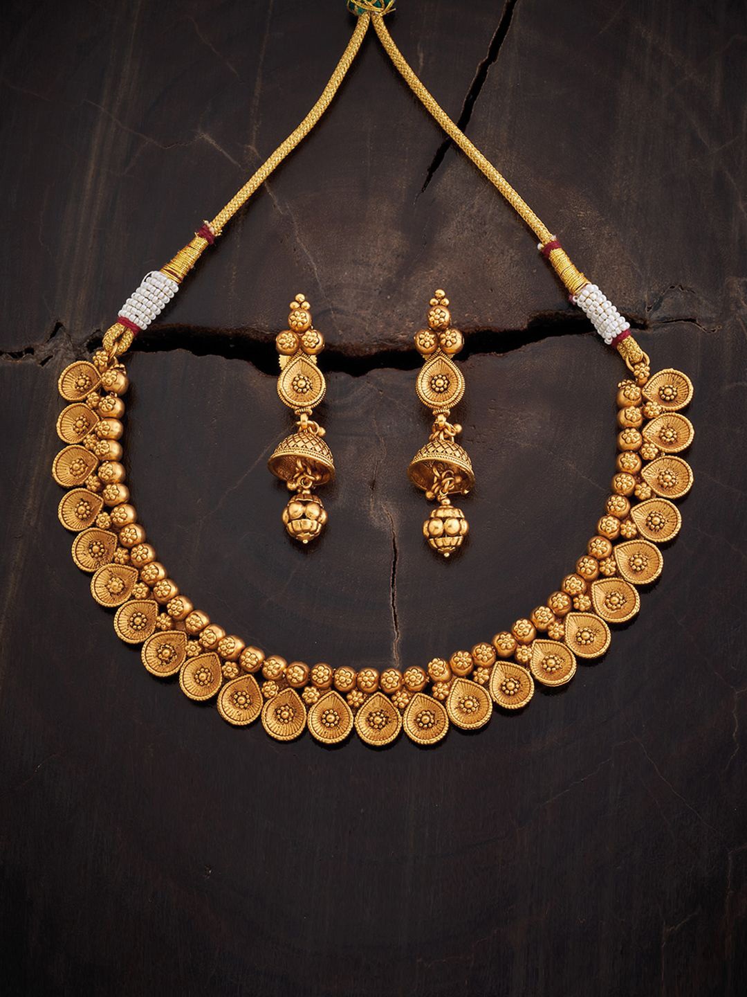 

Kushal's Fashion Jewellery Gold-Plated Antique Jewellery Set