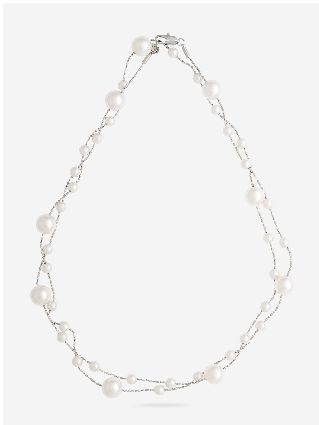 

Kushal's Fashion Jewellery Rhodium-Plated Layered Necklace, White