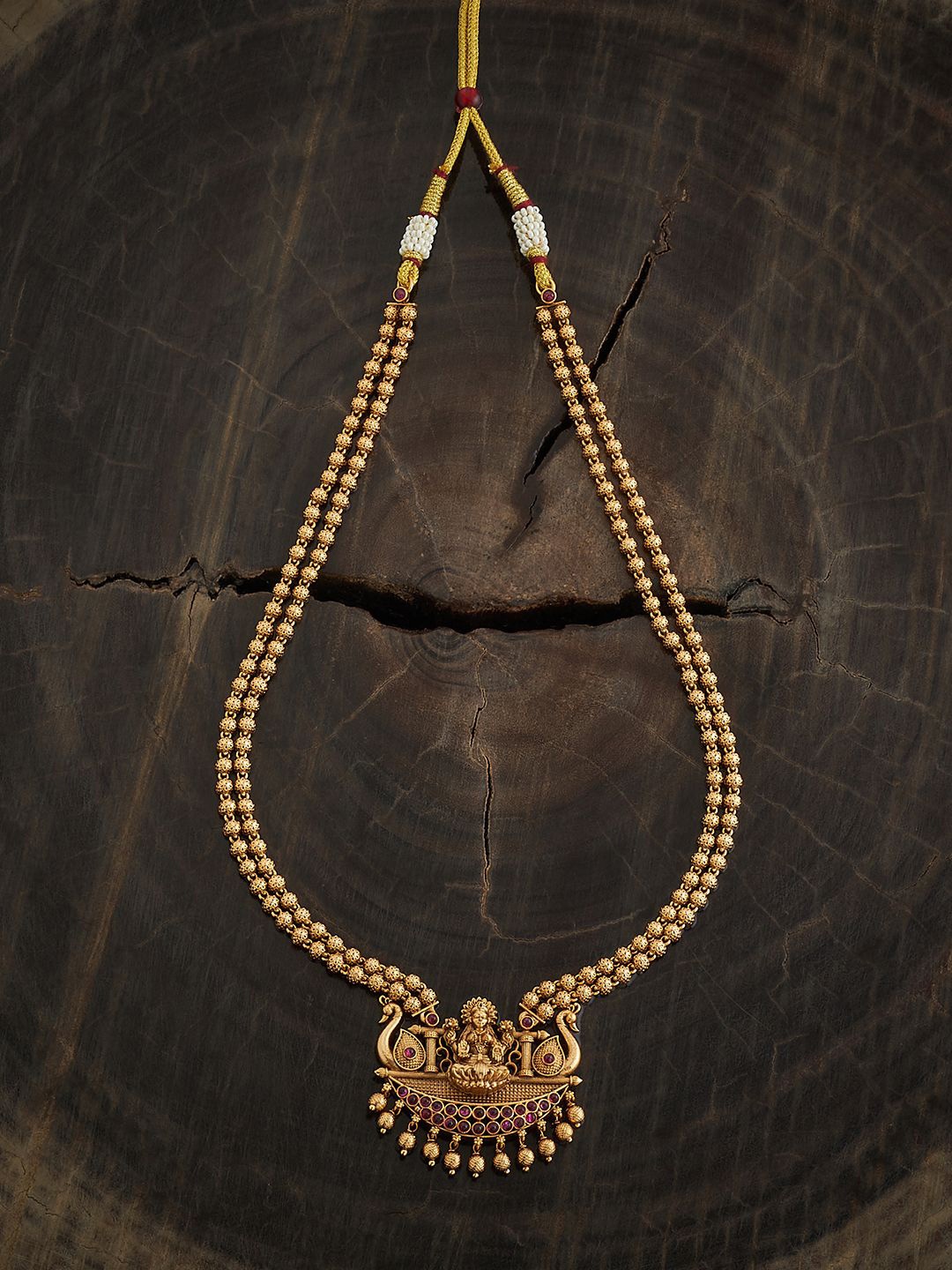

Kushal's Fashion Jewellery Gold-Plated Artificial Stones Studded Antique Necklace