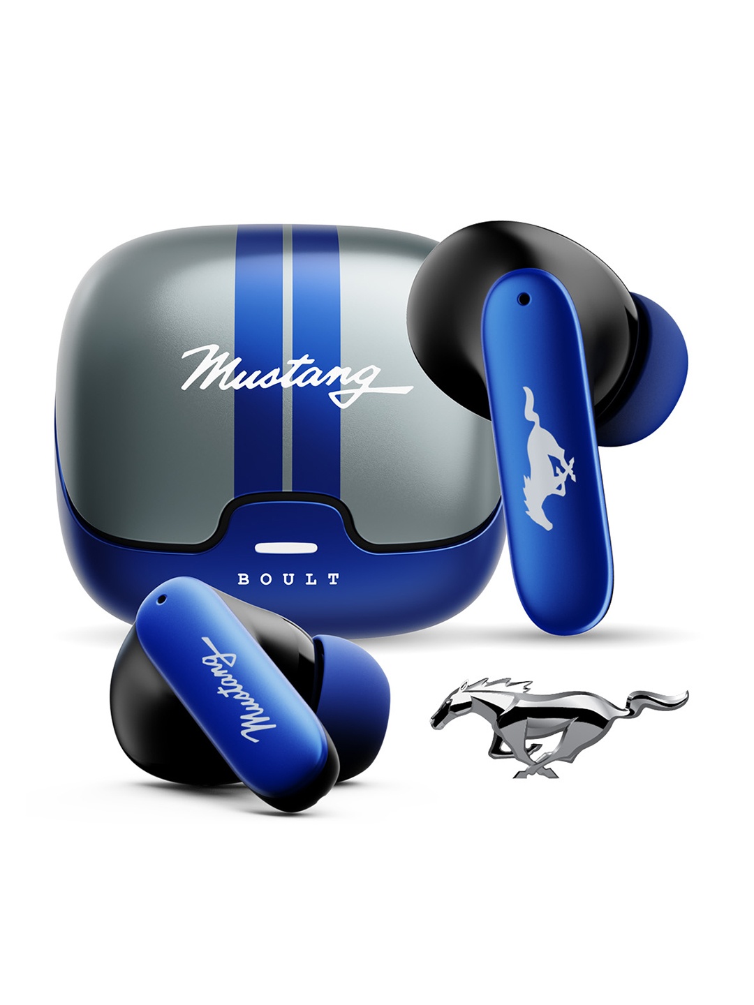 

BOULT AUDIO Mustang Dash Earbuds with 100H Playtime, Blue