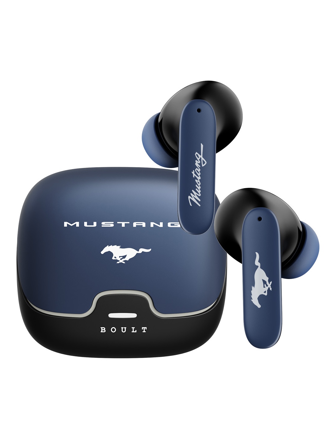 

BOULT AUDIO Mustang Derby Earbuds with 100H Playtime, Blue