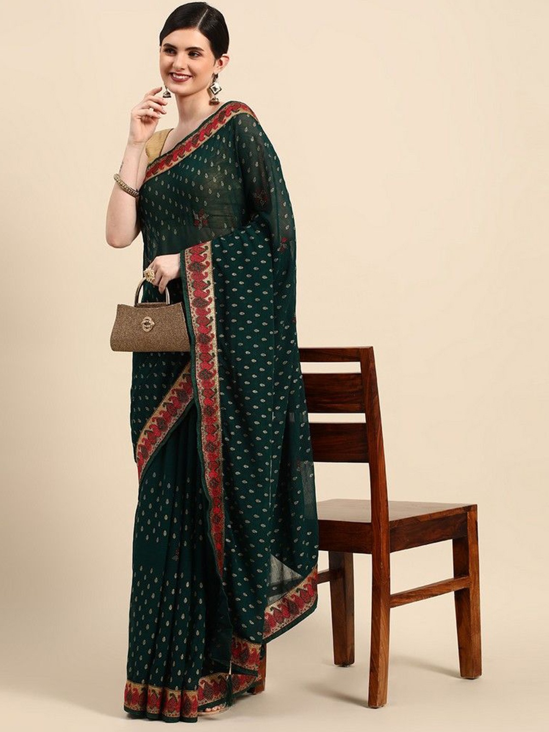 

HERE&NOW Paisley Saree, Green