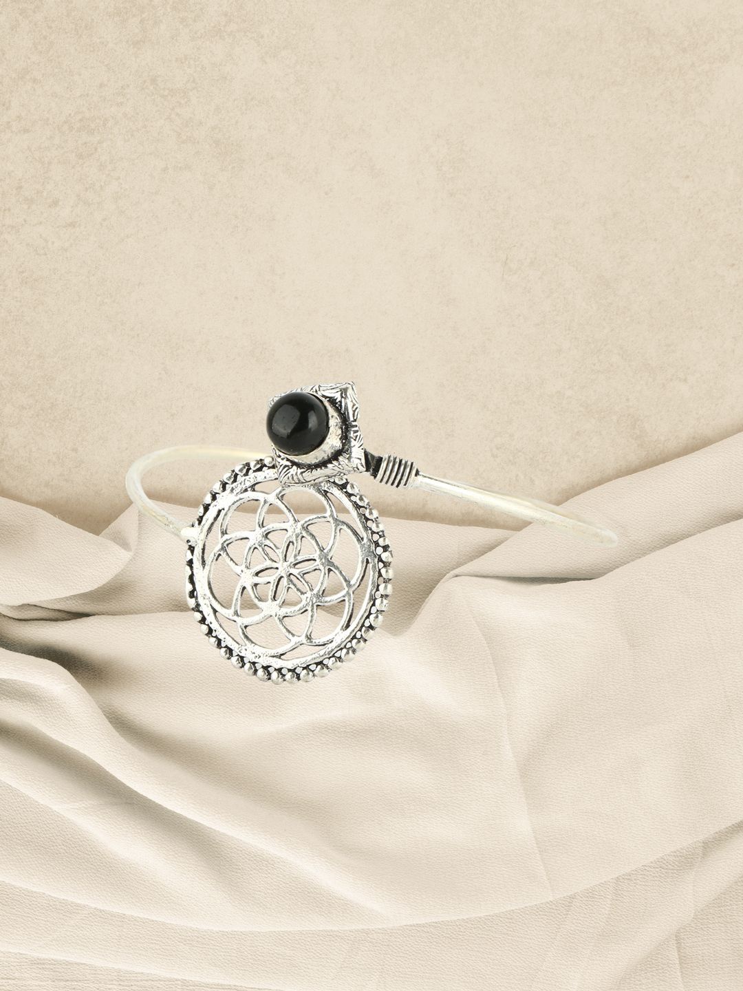

Adwitiya Collection Brass Silver-Plated Oxidised Wraparound Bracelet