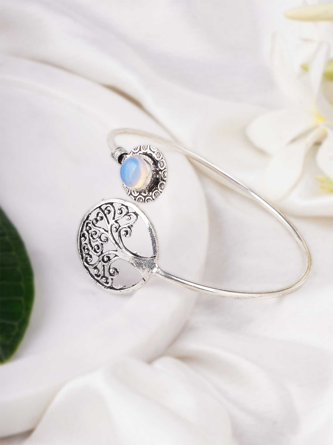 

Adwitiya Collection Brass Oxidised Silver-Plated Cuff Bracelet