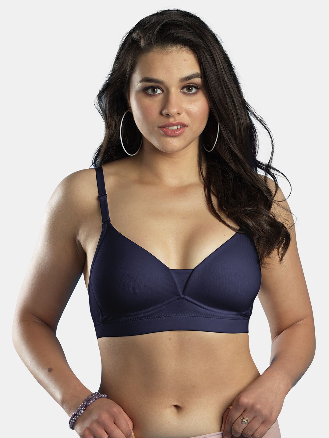 

Dazzle Medium Coverage Lightly Padded Non-Wired T-shirt Bra-All Day Comfort, Navy blue