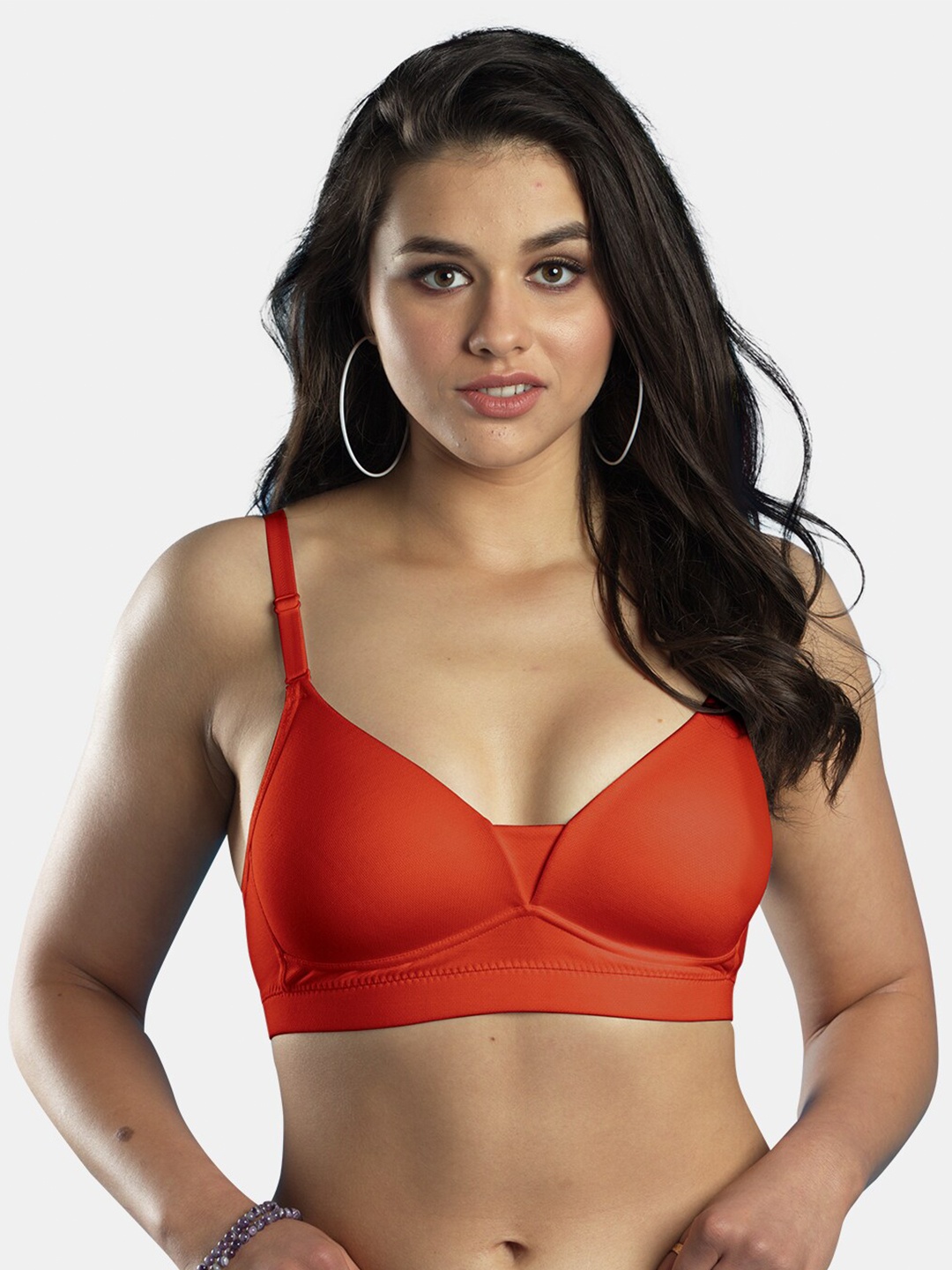 

Dazzle Medium Coverage Lightly Padded Non-Wired T-shirt Bra-All Day Comfort, Orange