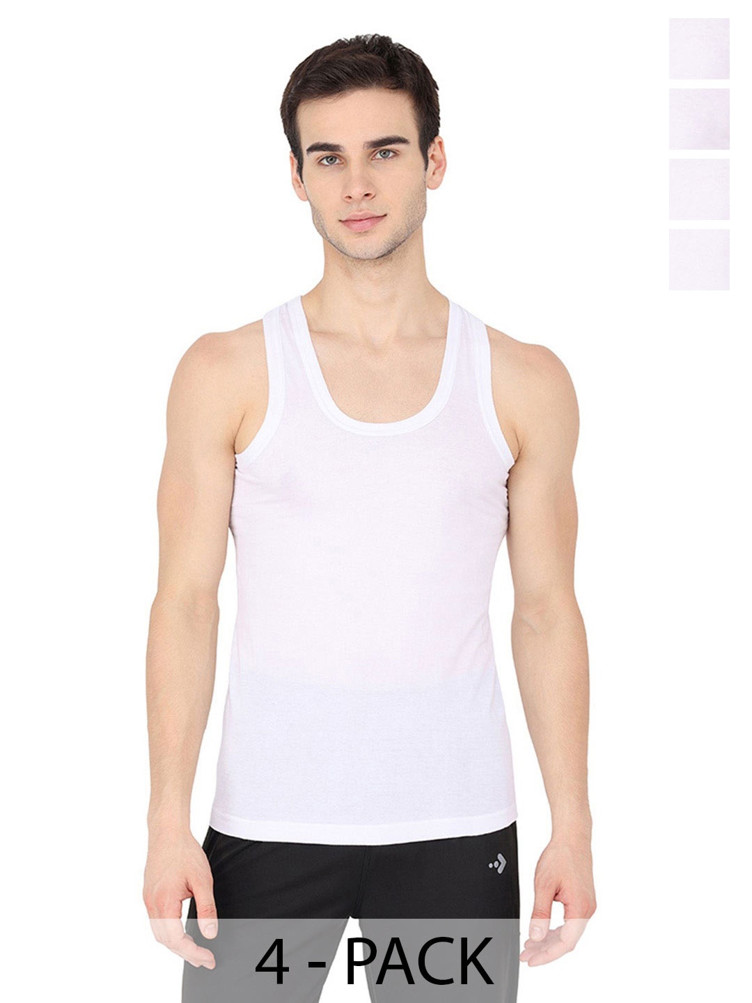 

KANSAL Pack Of 4 Cotton Basic Innerwear Vests, White