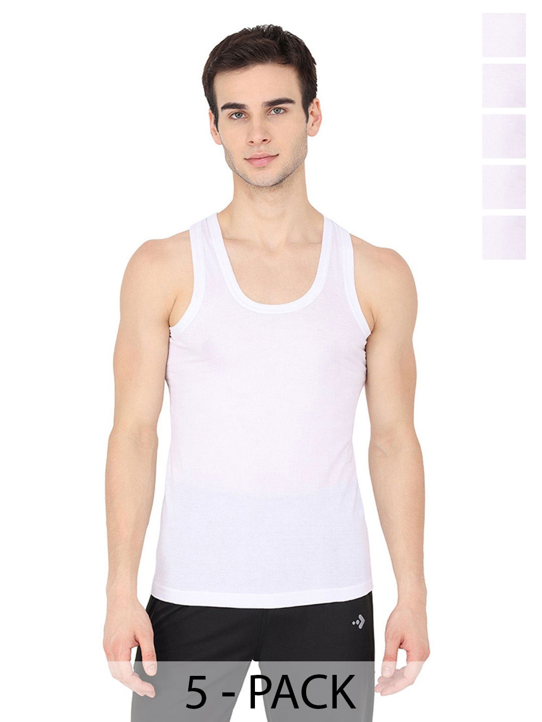 

KANSAL Pack Of 5 Cotton Innerwear Vests, White