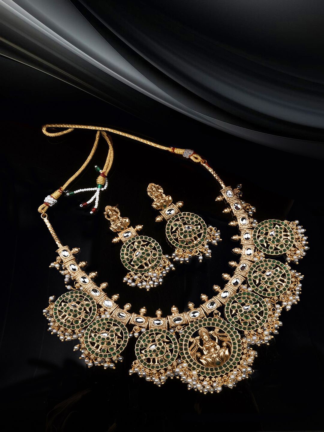 

StileAdda Gold-Plated Stone-Studded & Beaded Jewellery Set