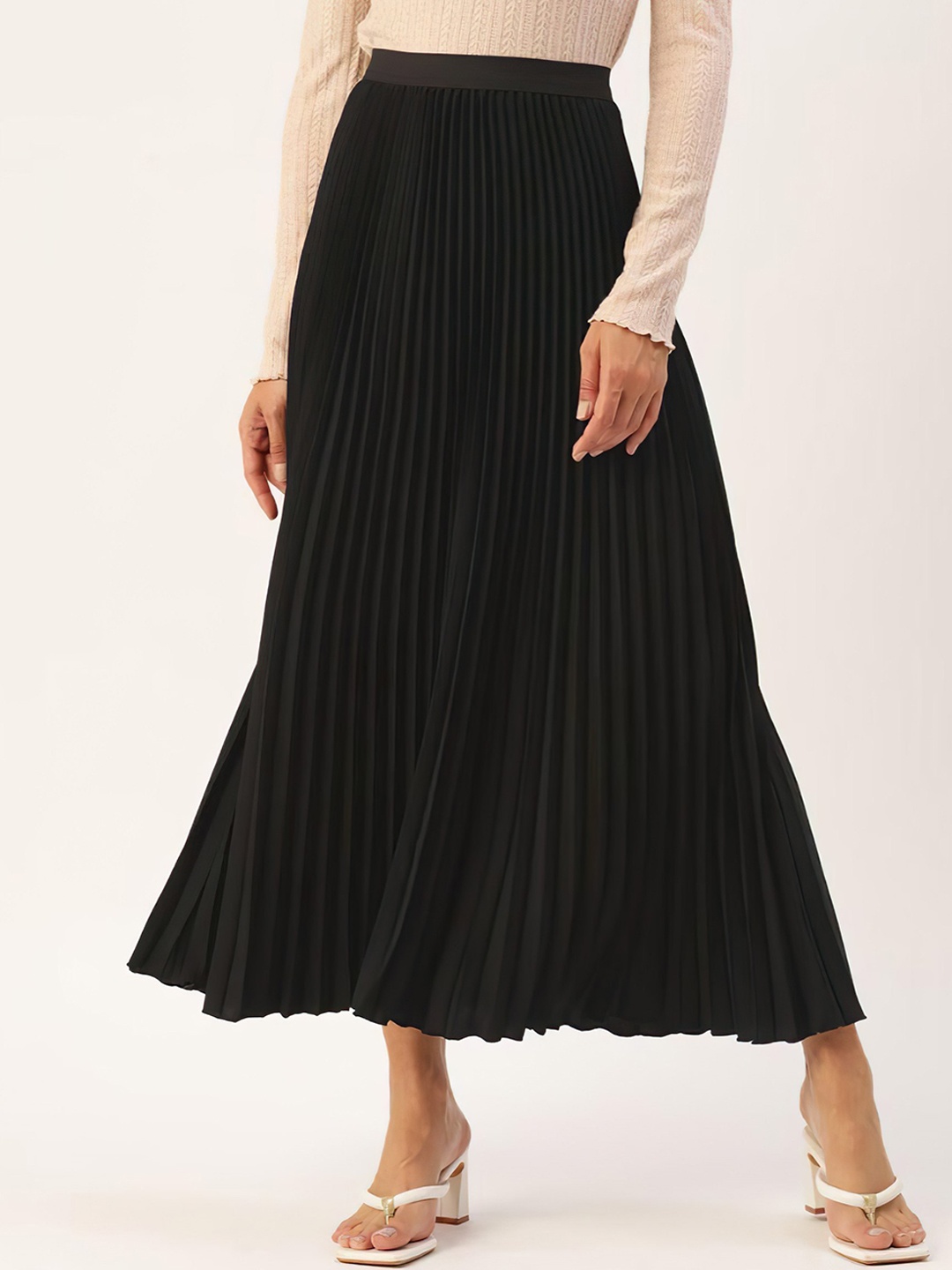 

OTABU Women A-line Straight Midi Skirt, Black