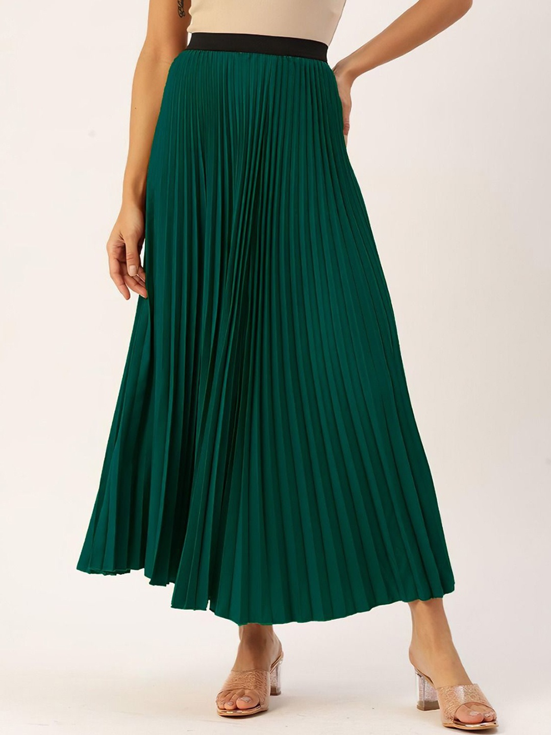 

OTABU Green A- Line Maxi Flared Skirts