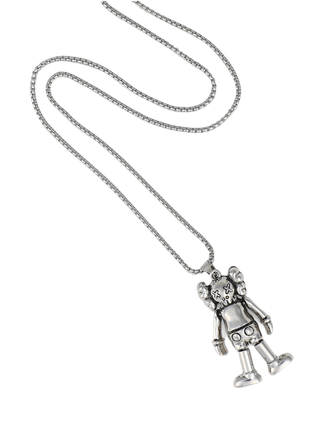 

French Accent Men Silver-Plated Contemporary Pendant With Chain