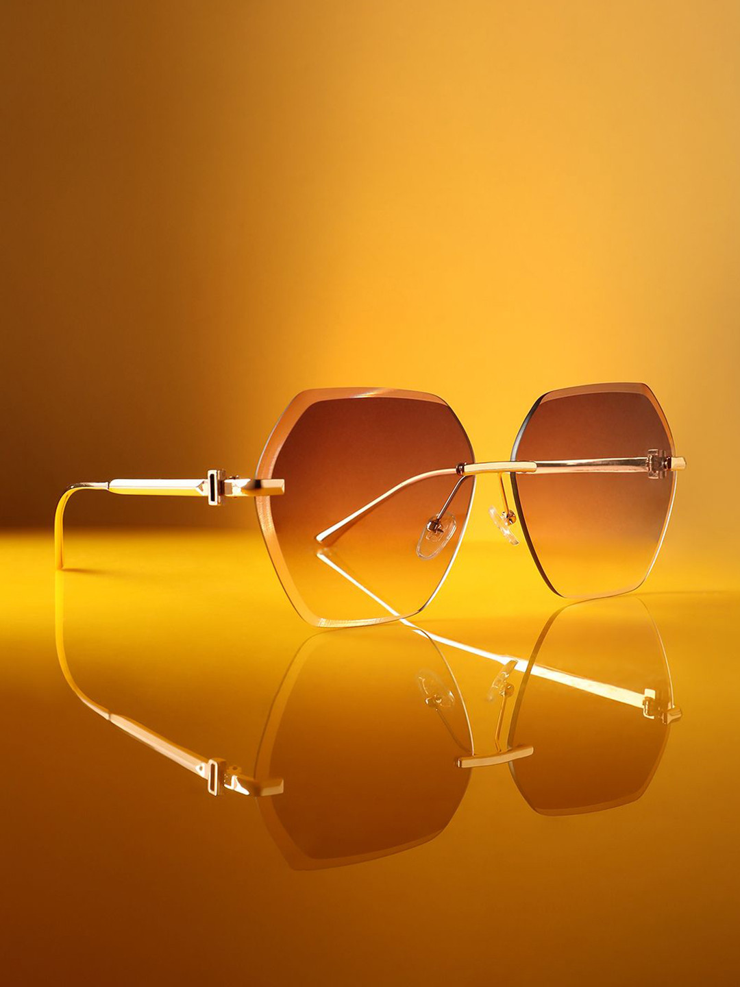 

French Accent Men Rectangle Sunglasses with Polarised Lens AW24_FASG1038, Brown