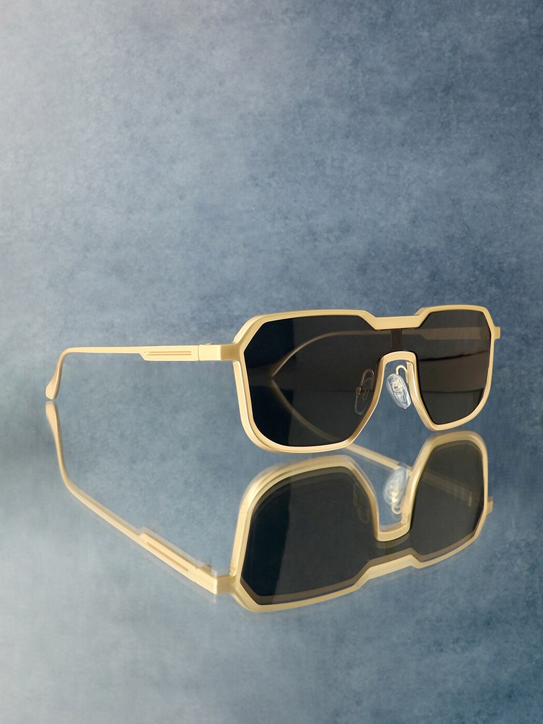 

French Accent Men Rectangle Sunglasses with Polarised Lens AW24_FASG1036, Black