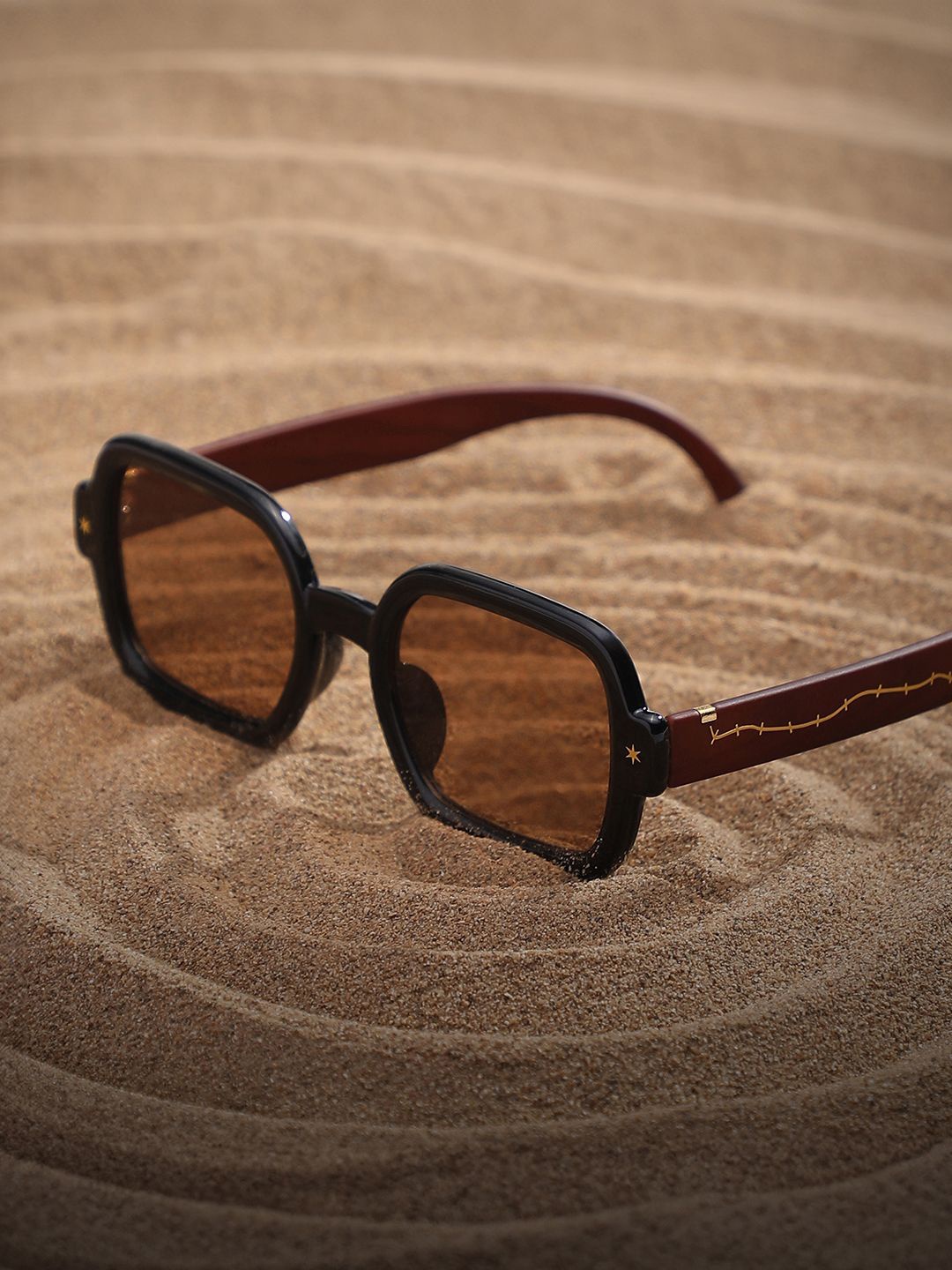 

French Accent Men Rectangle Sunglasses with Polarised Lens AW24_FASG1028, Brown