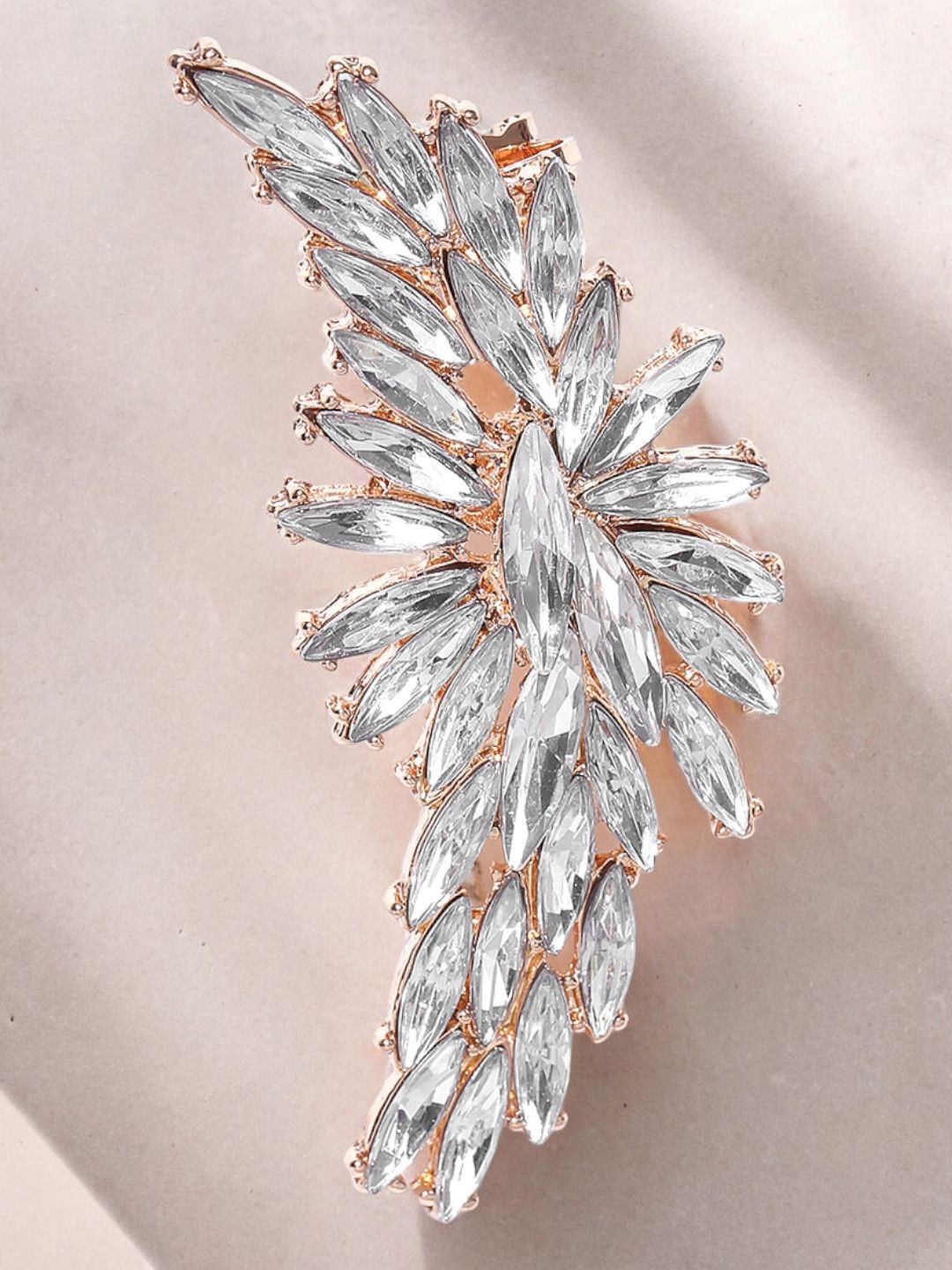 

OOMPH Crystal Studded Floral Ear Cuff, Gold