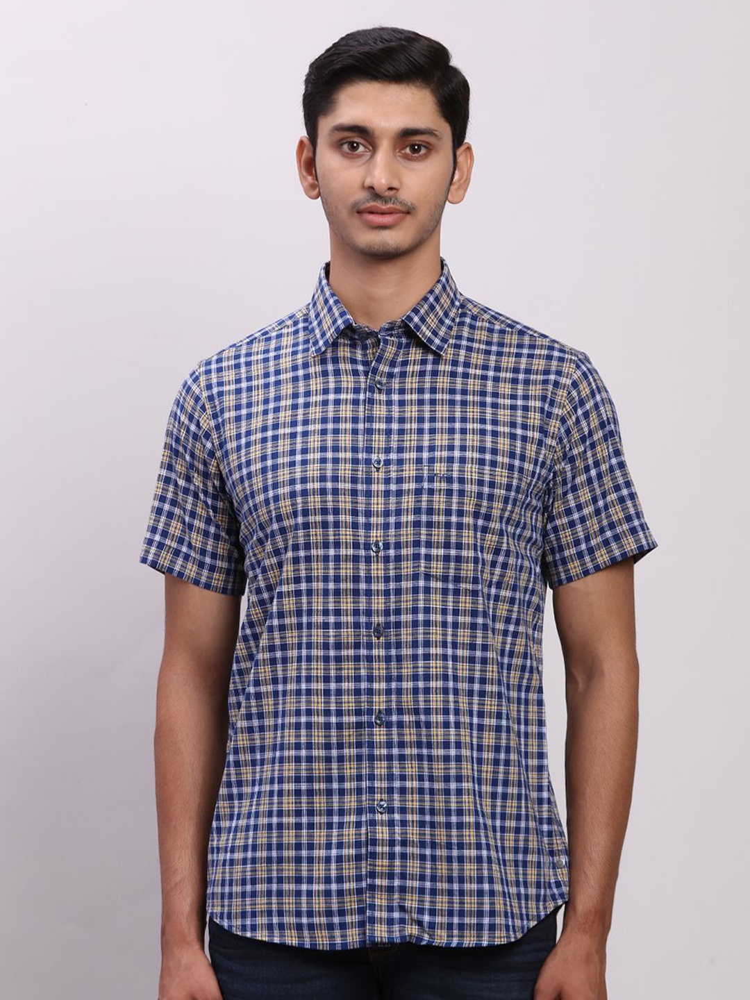 

ColorPlus Men Opaque Checked Casual Shirt, Blue