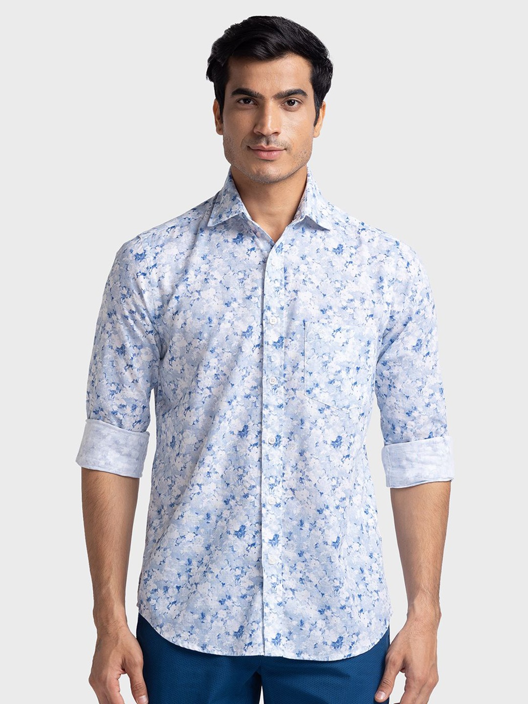 

ColorPlus Men Tailored Fit Floral Opaque Printed Casual Shirt, Blue