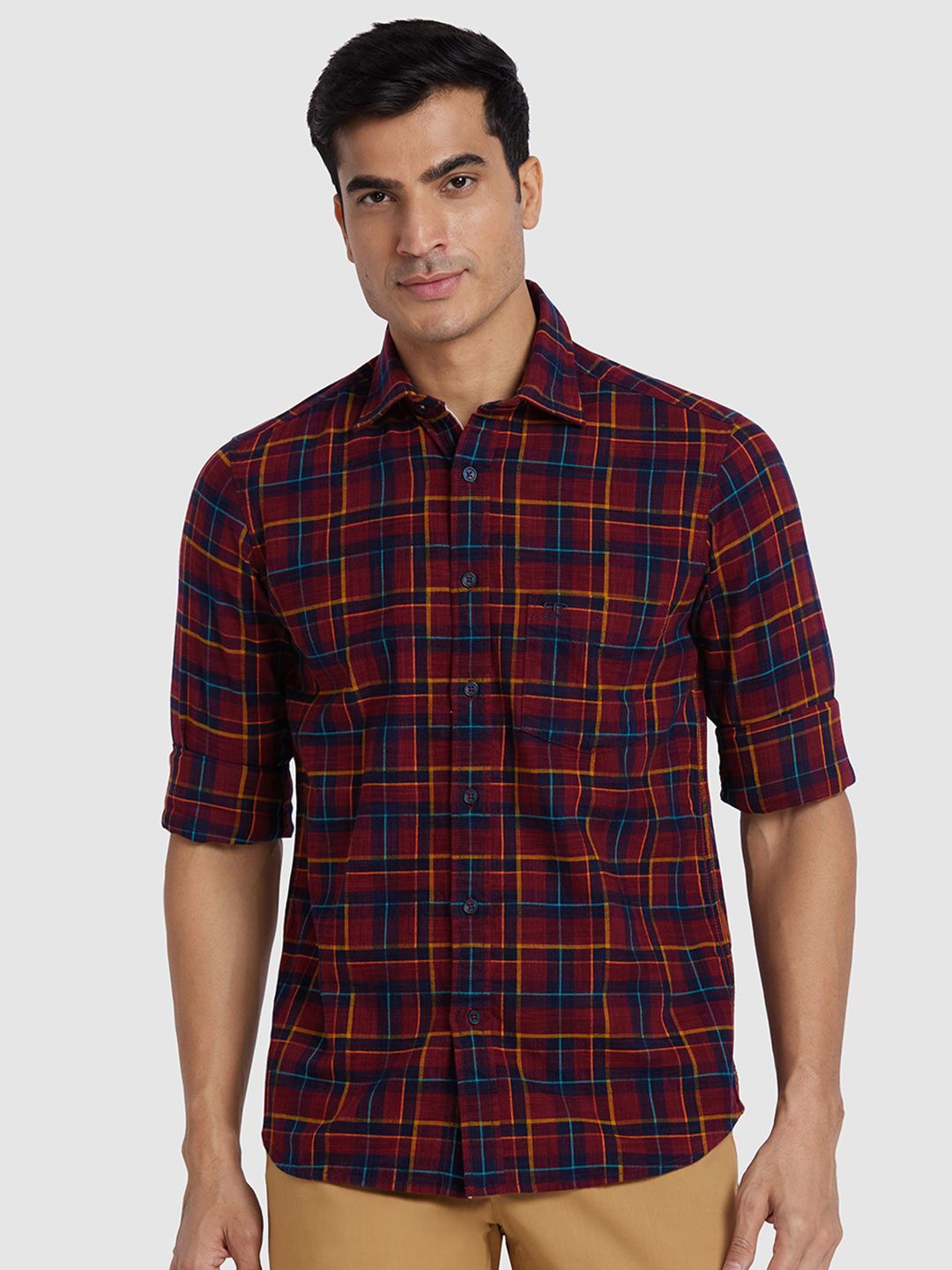 

ColorPlus Men Tartan Checks Opaque Checked Casual Shirt, Red