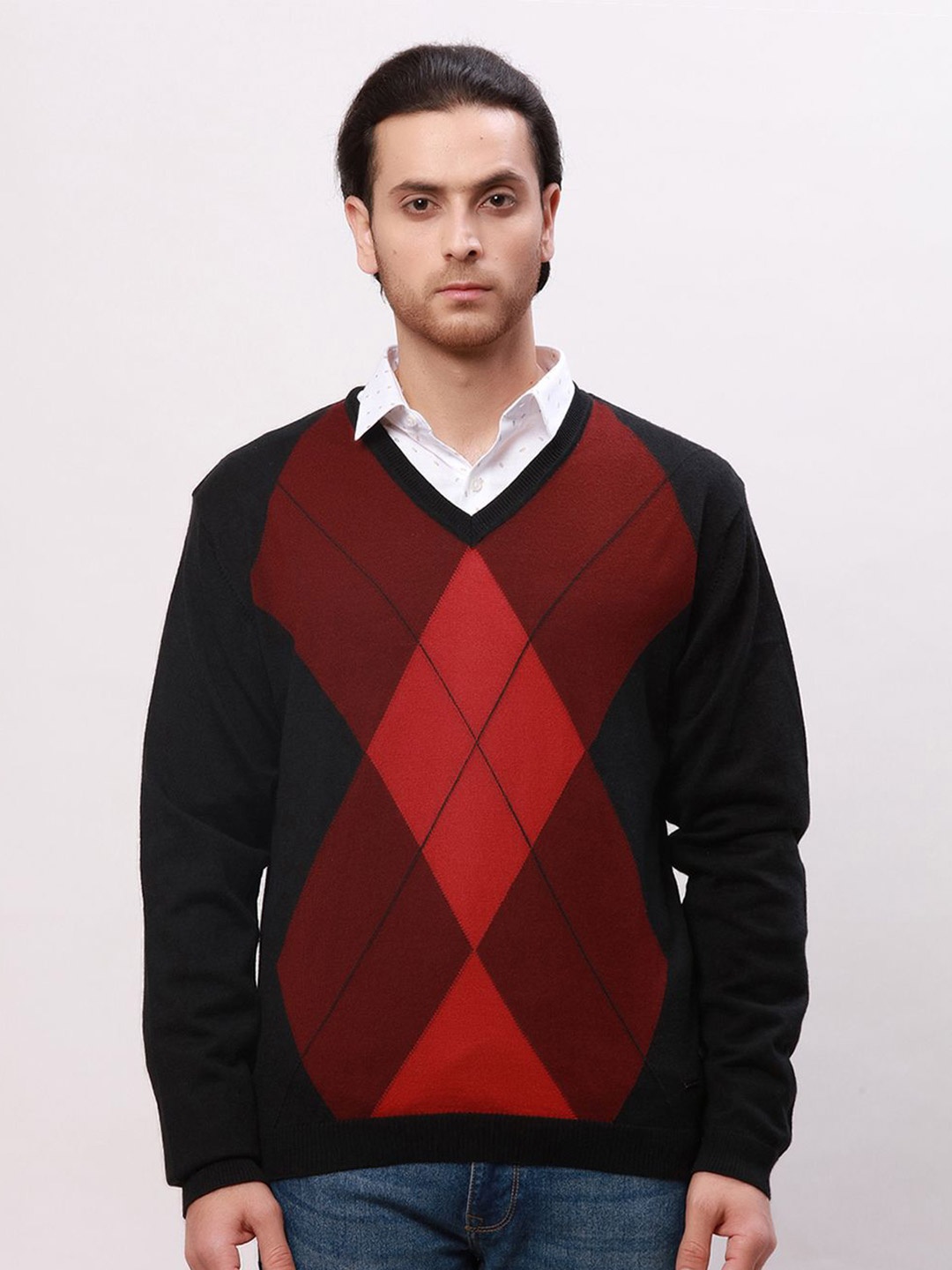 

Park Avenue Men Argyle Printed Pullover, Red
