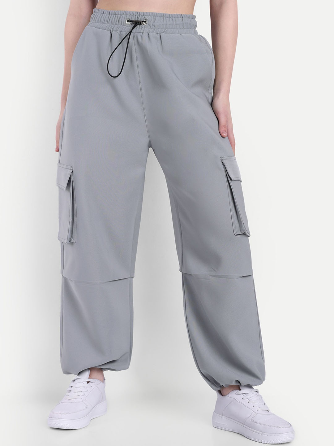 

Next One Women Baggy Fit Rapid-Dry Cargo Joggers, Grey