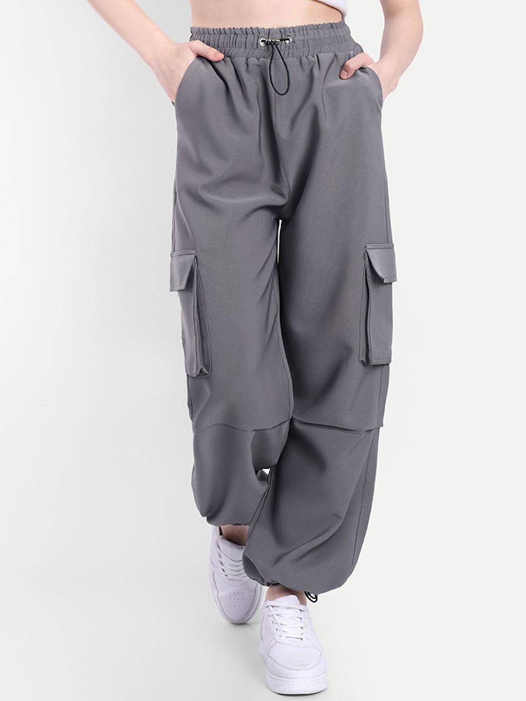 

Next One Women Mid-Rise Cargo Track Pant, Grey