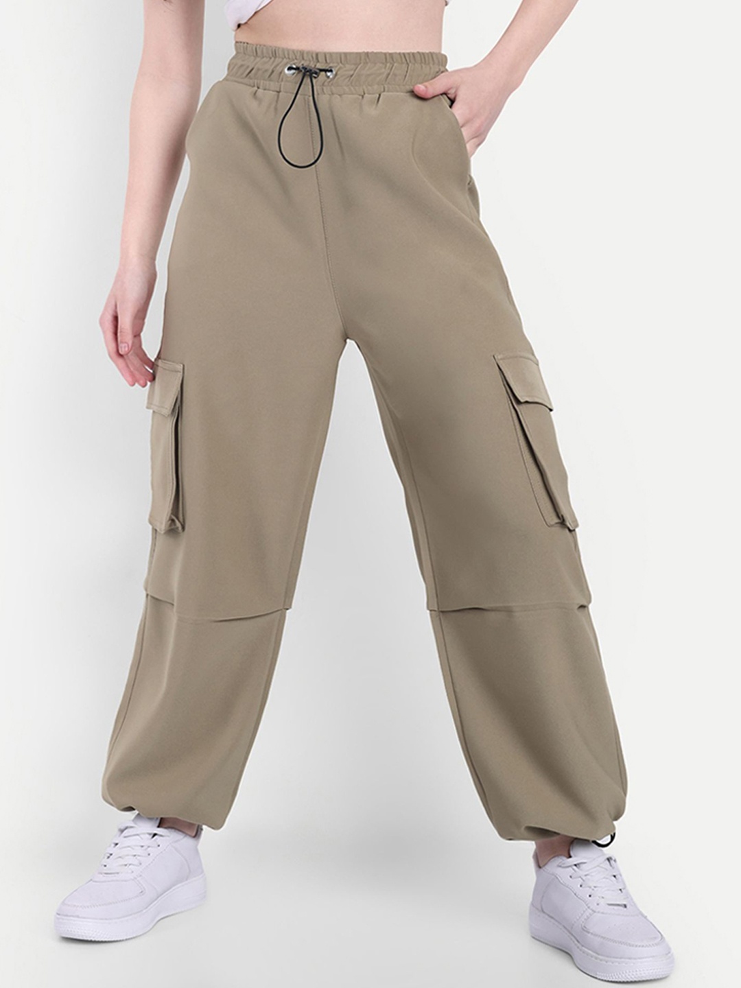 

Next One Women Rapid Dry Baggy Fit Cargo Joggers, Beige