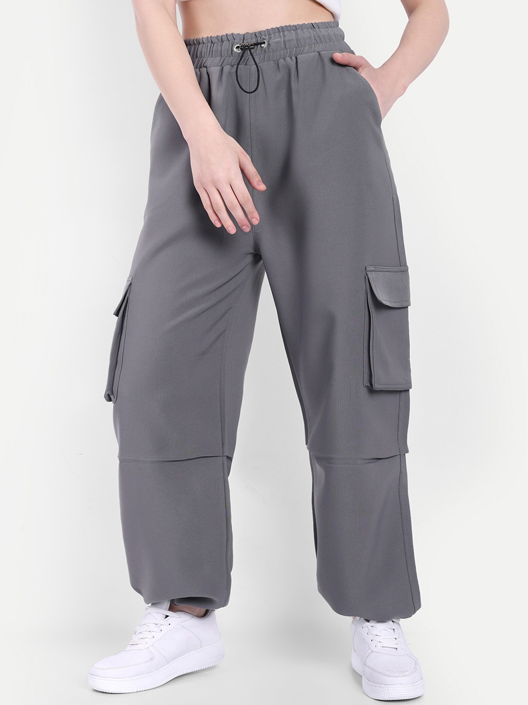 

Next One Women Regular Fit Cargo Joggers, Grey