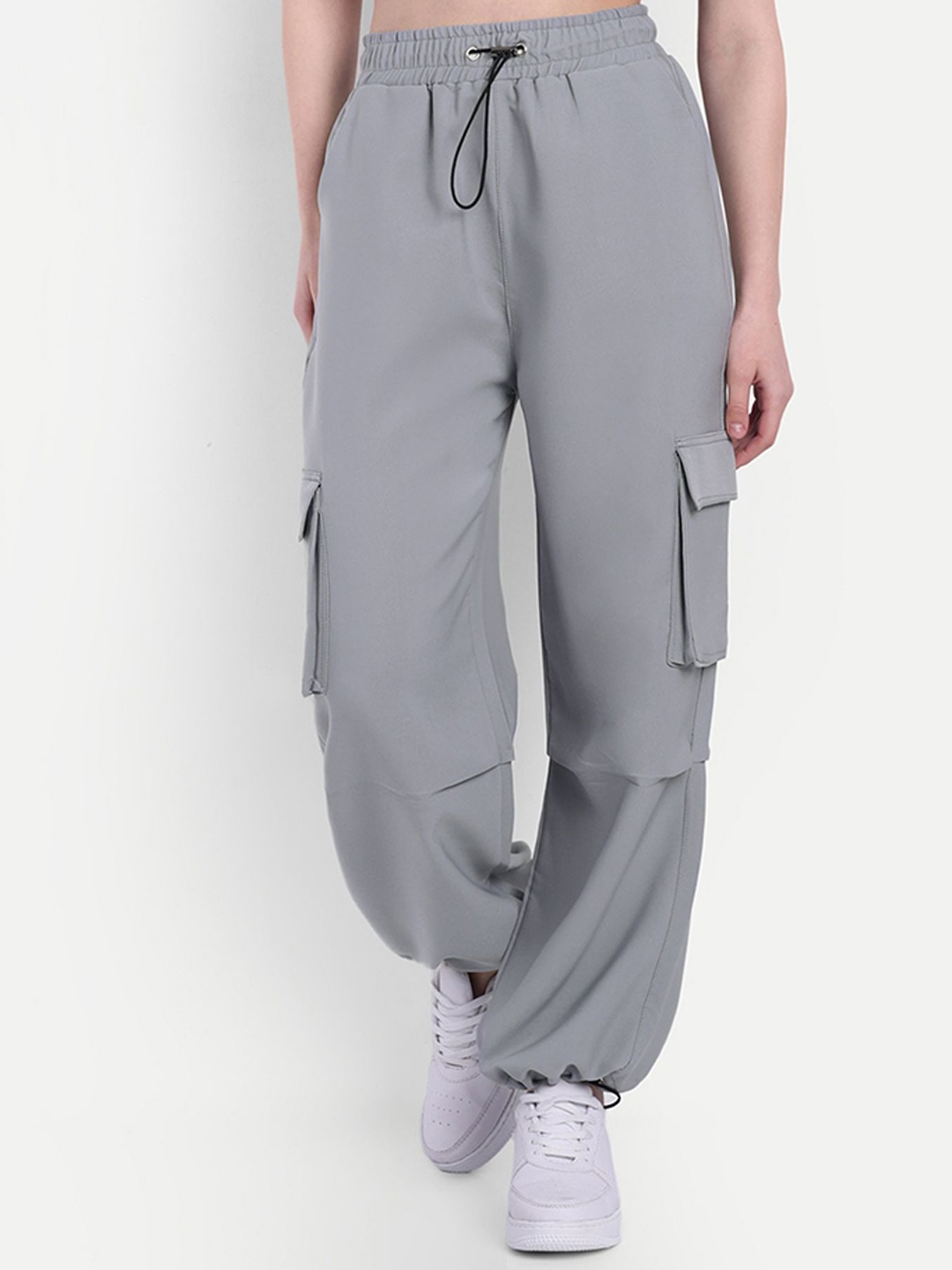 

Next One Women Baggy Fit Cargo Track Pants, Grey
