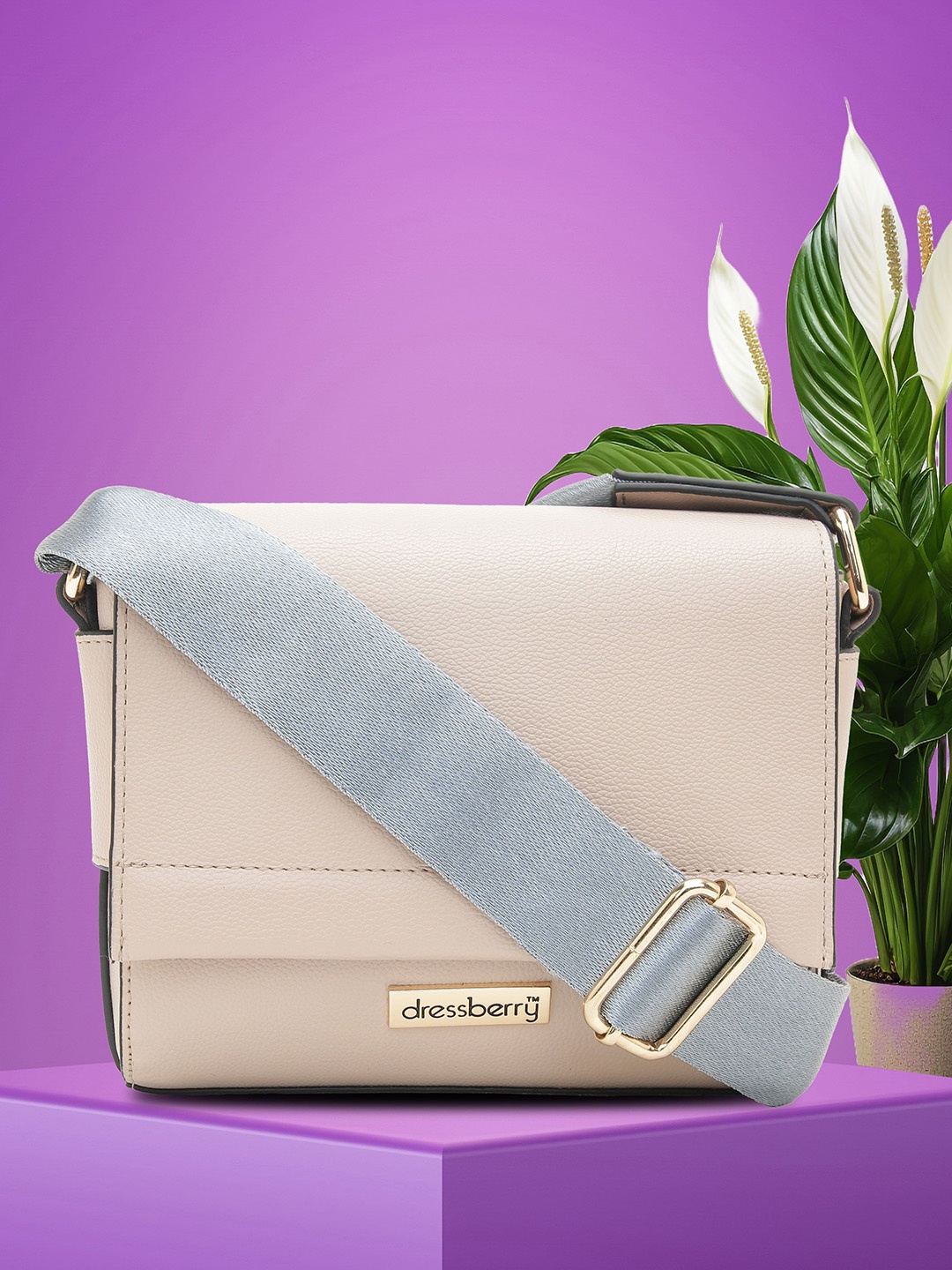 

DressBerry Women Taupe Textured Structured Sling Bag