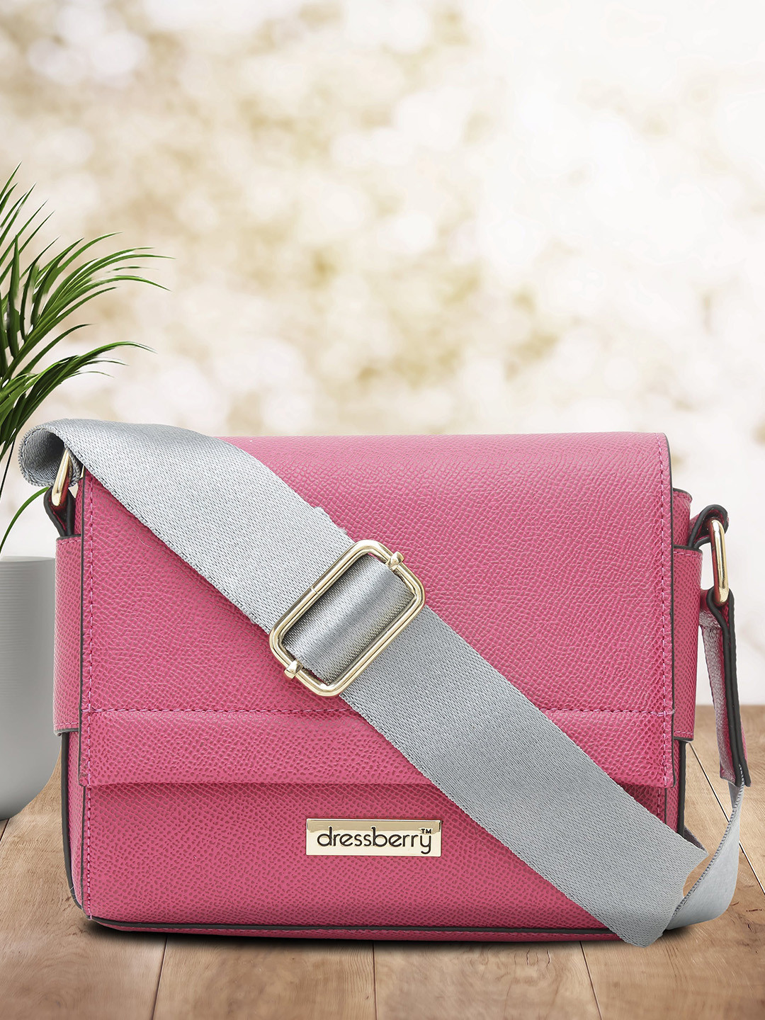 

DressBerry Women Pink Textured Structured Sling Bag