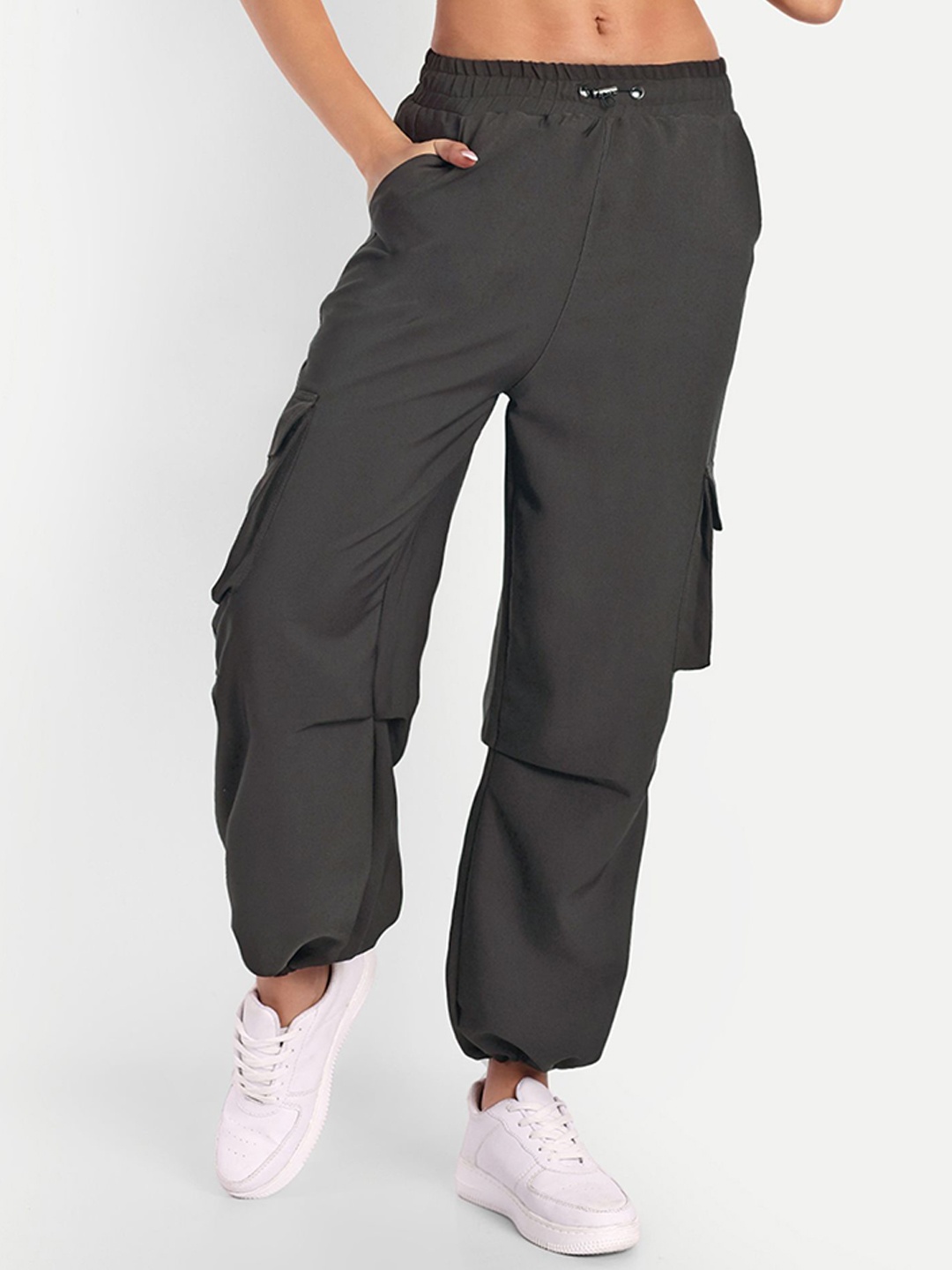 

BROADSTAR Women High-Rise Baggy-Fit Joggers, Coffee brown
