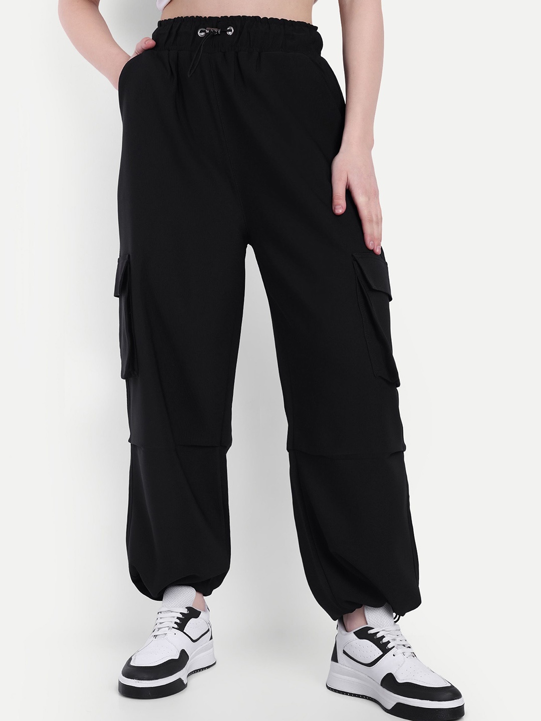 

BROADSTAR Women Rapid Dry Baggy Fit Cargo Joggers, Black