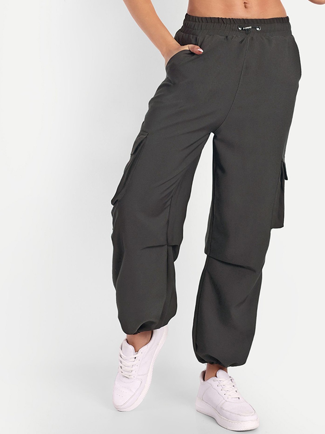 

BROADSTAR Women Baggy-Fit High-Rise Joggers, Coffee brown