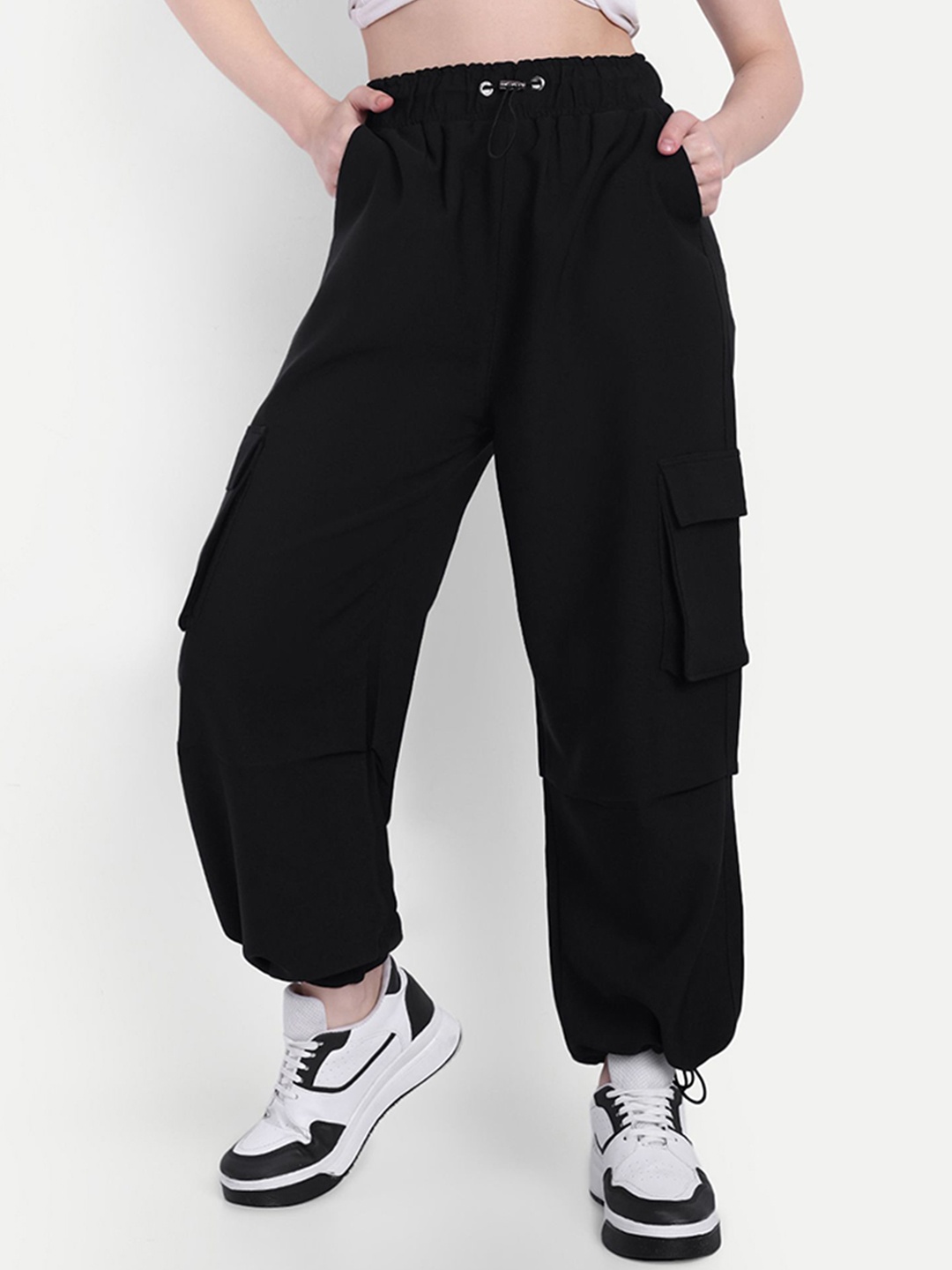 

BROADSTAR Women Rapid Dry Baggy Fit Cargo Joggers, Black