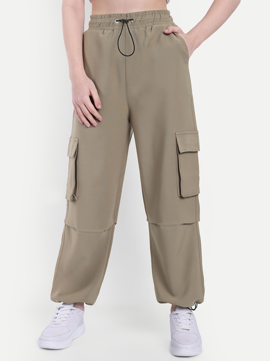 

BROADSTAR Women Baggy-Fit Joggers, Beige