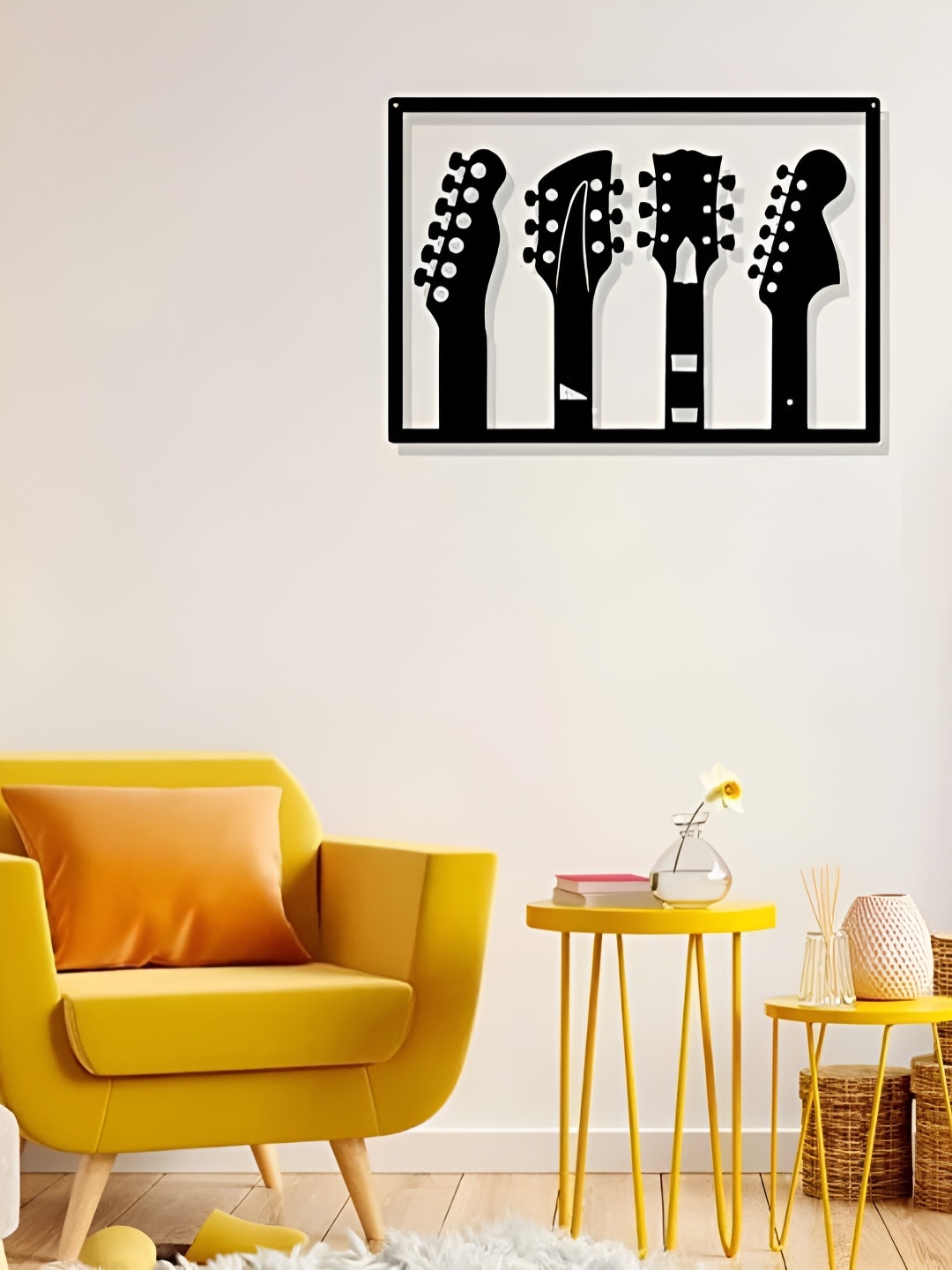 

Artrooms Guitar Metal Wall Art, Black