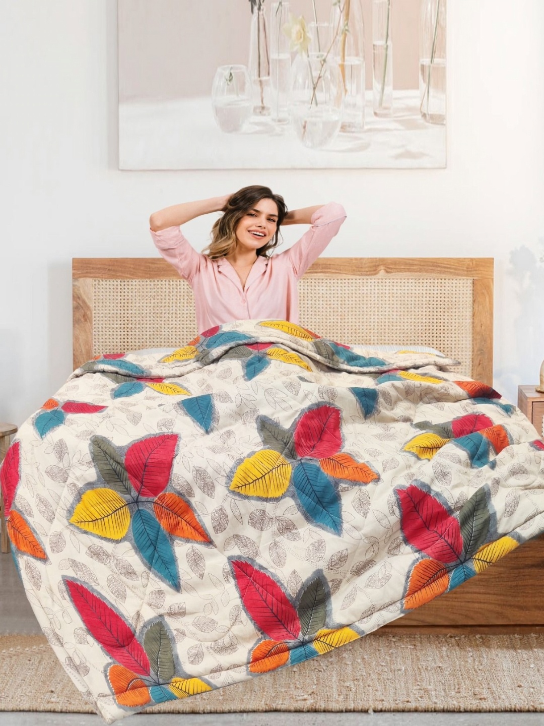 

Supreme Home Collective Beige & Red AC Room 300 GSM Double Bed Comforter