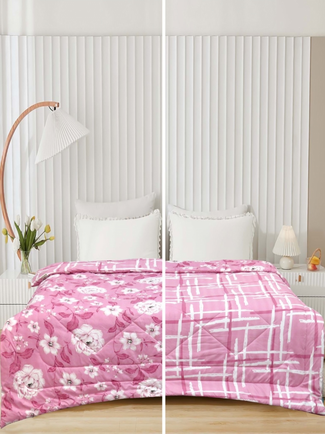

Supreme Home Collective Pink & White Cotton AC Room 300 GSM Double Bed Comforter
