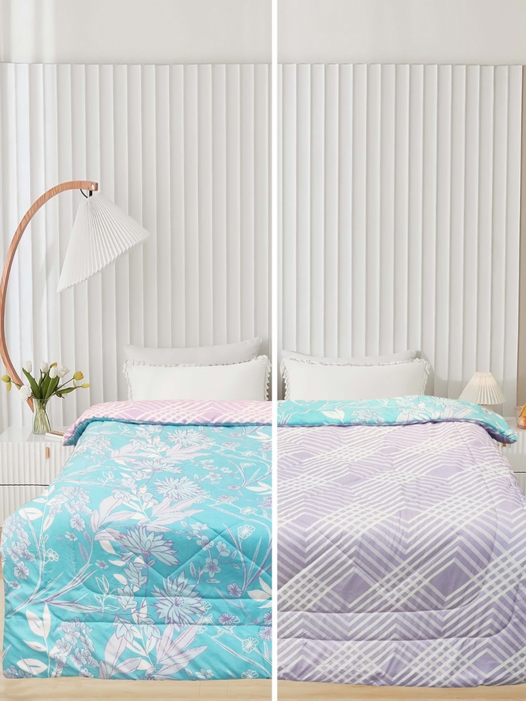

Supreme Home Collective Blue & Purple Cotton AC Room 300 GSM Double Bed Comforter