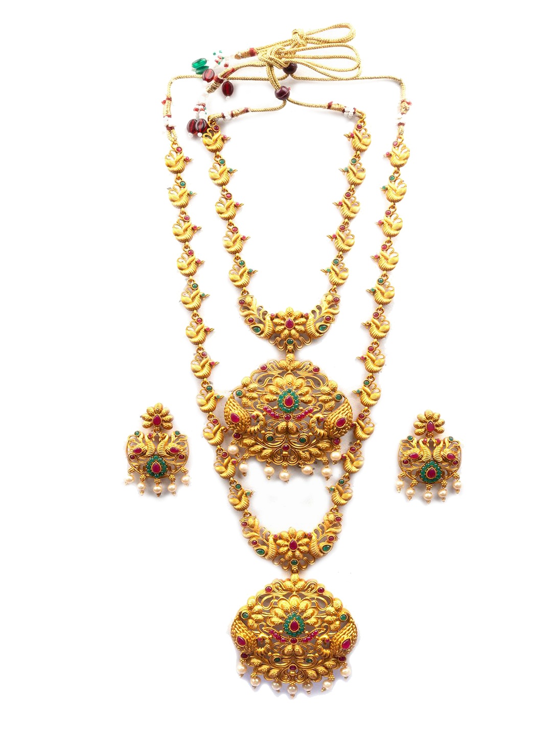 

StileAdda Gold-Plated Stones-Studded & Beaded Jewellery Set