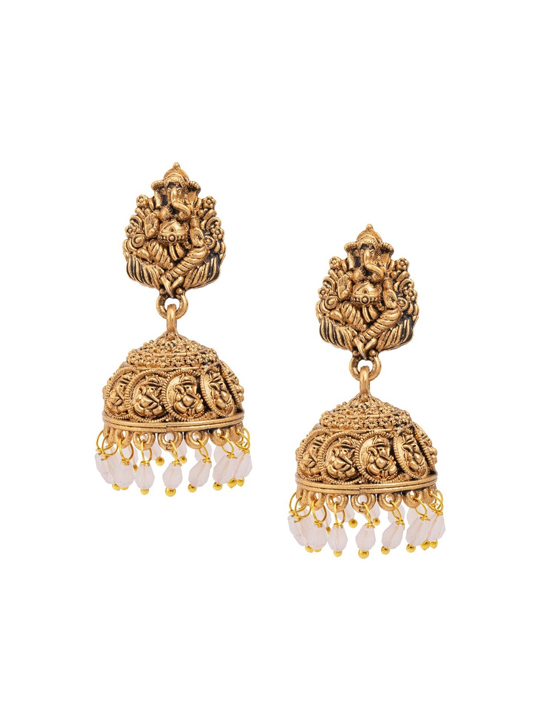 

Shining Jewel - By Shivansh Gold Plated Cubic Zirconia Dome Shaped Jhumkas